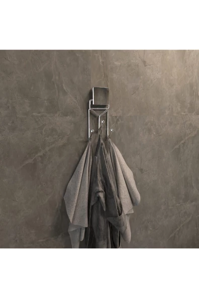 Decorev DC-4773 Banyo Mutfak Metal Üç Kancalı Havluluk Askı Krom Vidasız Pratik Montaj ürün görseli 1