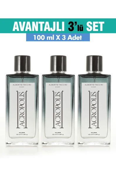 3'Lü Set Alberto Taccini  ACROPOLIS Erkek Parfümü - 100 ml - Resim 2
