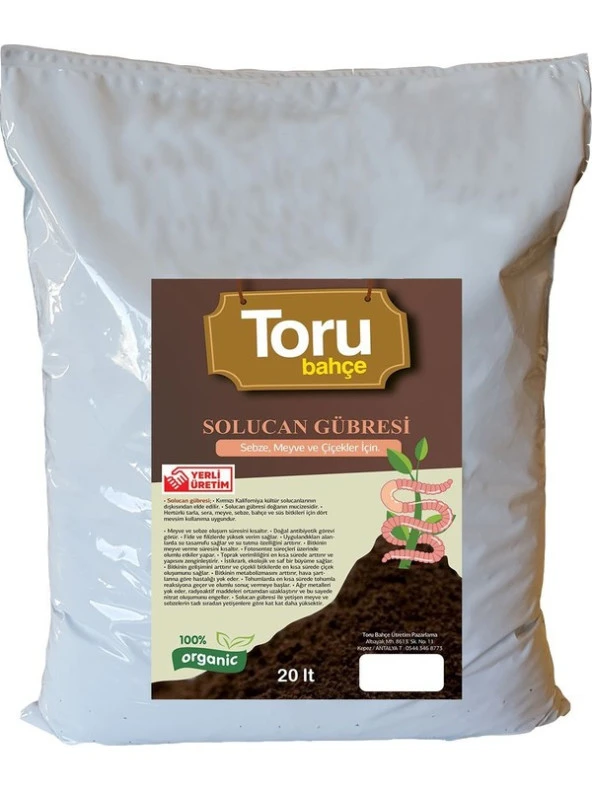 Toru Bahçe Solucan Gübresi 20 lt (10kg)Toprak Düzenleyici Solucan Gübresi ürün görseli 1