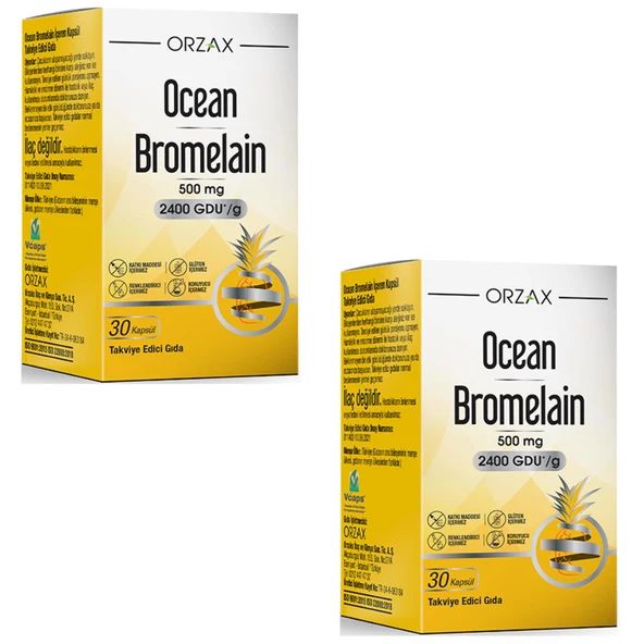 Ocean Bromelain 500 Mg Takviye Edici Gıda 30 Kapsül 2 ADET ürün görseli 1