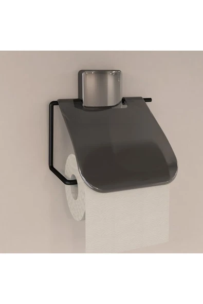 Decorev DC-5055 Dekoratif Tuvalet Kağıtlığı Siyah Metal Yapışkanlı ürün görseli 1