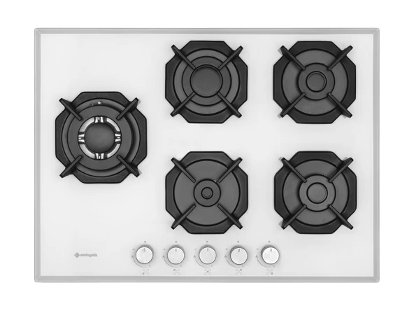 Emnçelik EC-AH 2250 SBW WG70 Ankastre Gömmeli 70cm 5 Gözlü Wok'lu Beyaz Cam Ocak ürün görseli 1