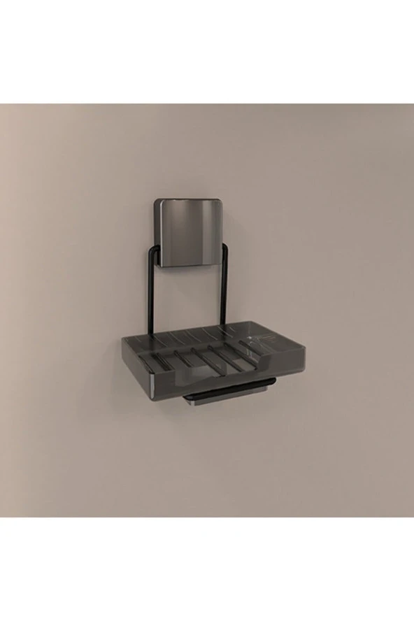 Decorev DC-5063 Dekoratif Sabunluk Yapıştırmalı Banyo Mutfak Plastik Sabunluk Siyah Vidasız Pratik ürün görseli 1
