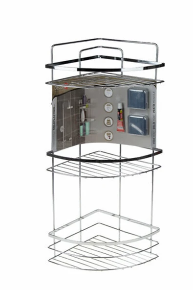 Decorev DC-4789 Dekoratif Paslanmaz Krom Üç Katlı Banyo Köşeliği ürün görseli 1