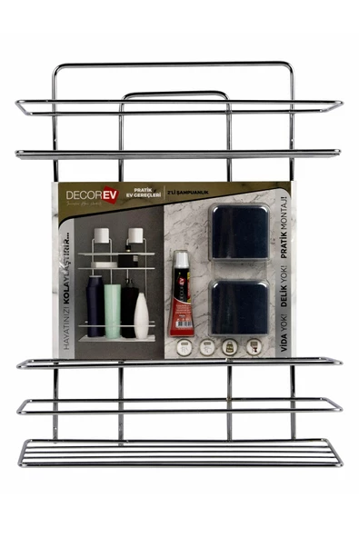 Decorev DC-4790 Dekoratif Paslanmaz Krom İki Katlı Banyo Köşeliği ürün görseli 1