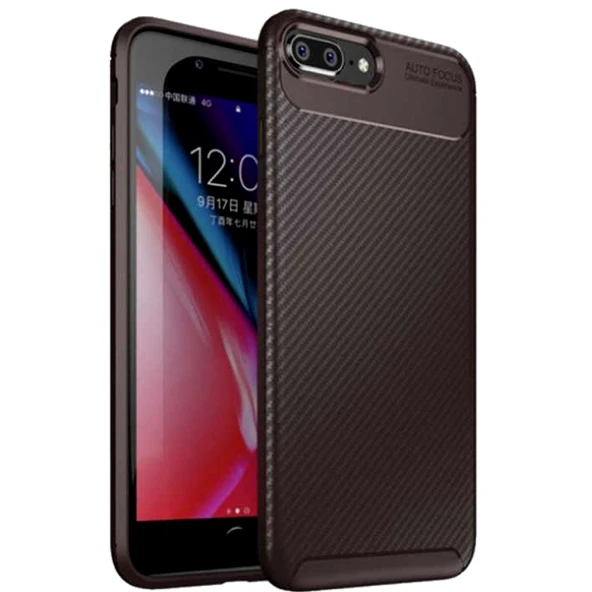 Apple Iphone 7 Plus / 8 Plus Karbon Desenli Negro Silikon Kılıf ürün görseli 1