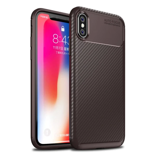 Apple Iphone X Max / XS Max Karbon Desenli Negro Silikon Kılıf ürün görseli 1