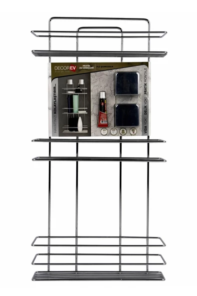 Decorev DC-4791 Dekoratif Paslanmaz Krom İki Katlı Şampuanlık Banyo Köşeliği ürün görseli 1