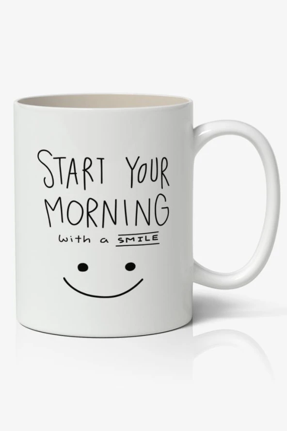 Smile (Gülümse) Tasarımlı Kupa Bardak Baskılı Kahve Kupa Bardak ürün görseli 1