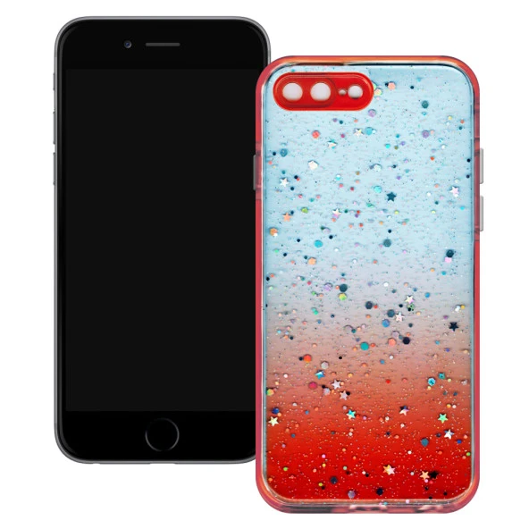Apple iPhone 7 Plus / iPhone 8 Plus Simli Şeffaf Sert Slikon Kılıf ürün görseli 1