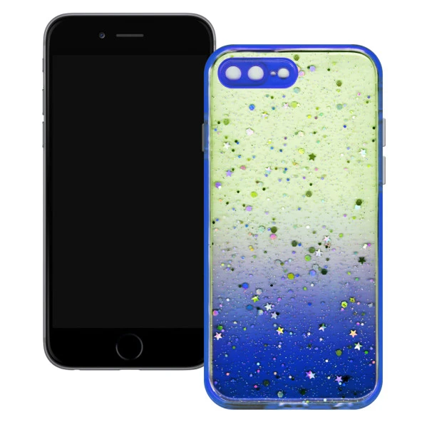 Apple iPhone 7 Plus / iPhone 8 Plus Simli Şeffaf Sert Slikon Kılıf - Resim 2