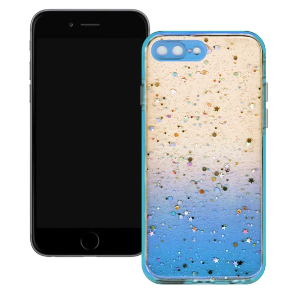 Apple iPhone 7 Plus / iPhone 8 Plus Simli Şeffaf Sert Slikon Kılıf - Resim 4