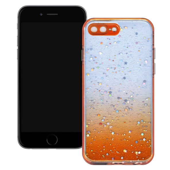 Apple iPhone 7 Plus / iPhone 8 Plus Simli Şeffaf Sert Slikon Kılıf - Resim 8
