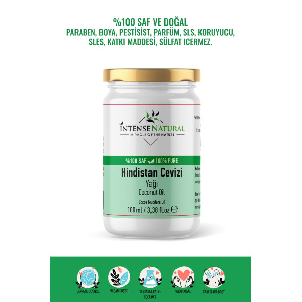 Hindistan Cevizi Yağı Soğuk Sıkım 100 ml %100 Saf ve Doğal Coconut Oil ürün görseli 1