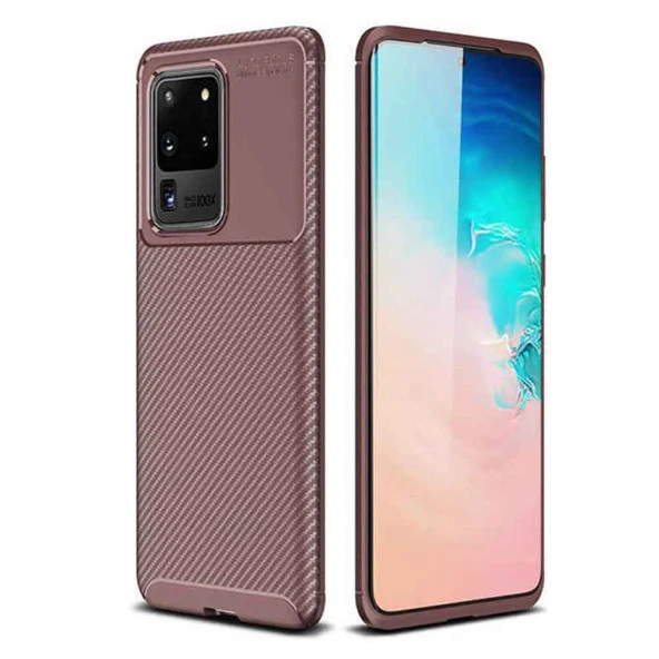 Samsung Galaxy S20 Ultra Karbon Desenli Negro Silikon Kılıf ürün görseli 1
