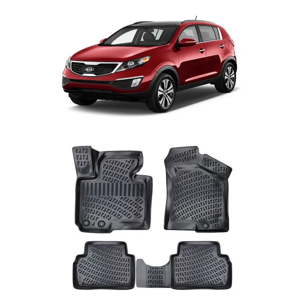 Rizline Kia Sportage III 2011 -2015  3D Havuzlu Paspas Siyah ürün görseli 1