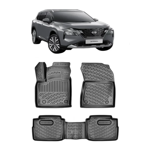 Rizline Nissan X-Trail 2022 Sonrası  3D Havuzlu Paspas Siyah ürün görseli 1