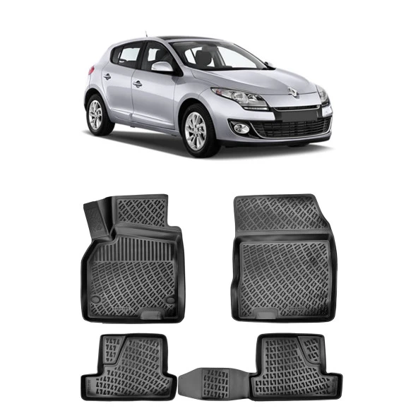 Rizline Renault Megane 3 HB 2010-2015  3D Havuzlu Paspas Siyah ürün görseli 1