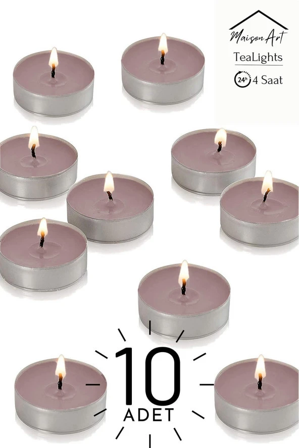 10 Adet | Tarçın Kokulu Tealight Mum | 4 Saat Yanar | Dekoratif Mumluk Mumu ürün görseli 1