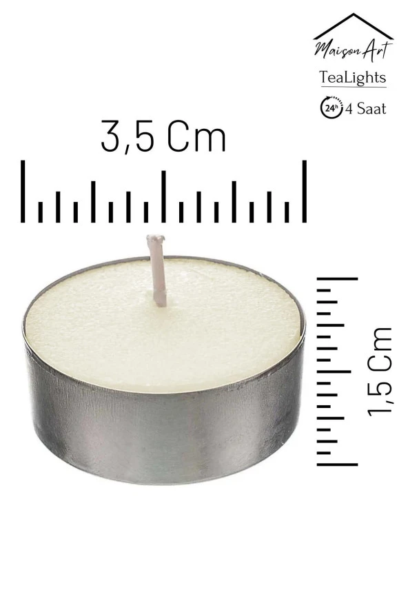 10 Adet | Vanilya Kokulu Tealight Mum | 4 Saat Yanar | Dekoratif Mumluk Mumu ürün görseli 1