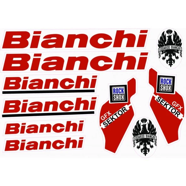Bianchi Bisiklet Sticker Etiket Seti Kırmızı A4 ürün görseli 1
