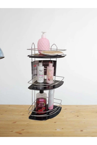 Decorev DC-5917 Üç Katlı Paslanmaz Krom Banyo Şampuan Köşeliği ürün görseli 1