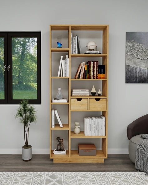 Arnetti Luma 10 Bölmeli 2 Dolaplı Modern Kitaplık Safirmeşe - Luma ürün görseli 1