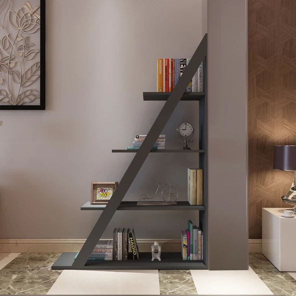 Arnetti Arven 4 Raflı Kitaplık - Modern Tasarım Antrasit Renkli Raf Ünitesi ürün görseli 1