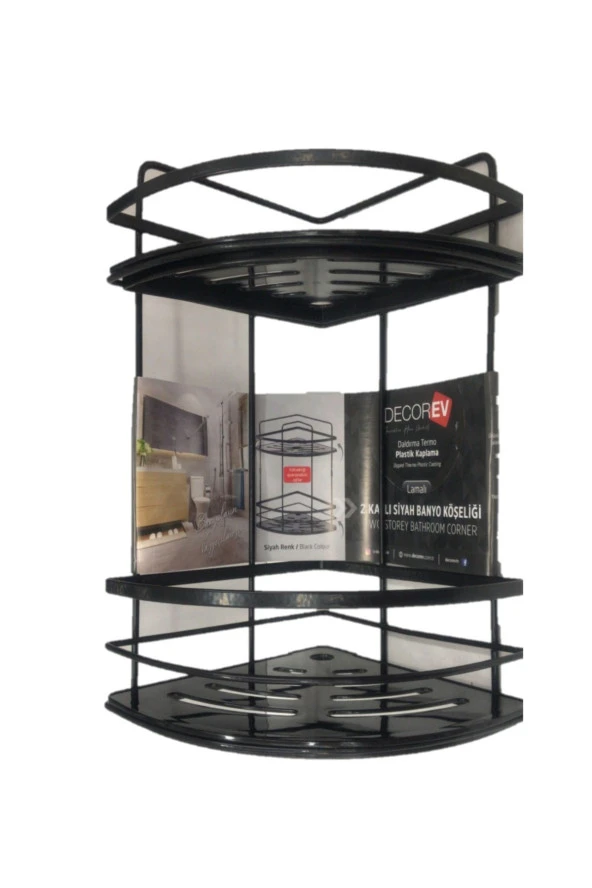 Decorev 5921 Banyo Köşeliği Kristal Lamalı İki Katlı Siyah ürün görseli 1