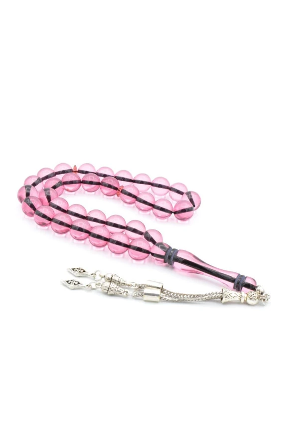 Küre Kesim Kokulu Pembe Toz Kehribar Tesbih 10 Mm ürün görseli 1