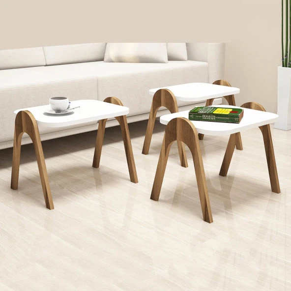 Variant Mobilya Paris Zigon Sehpa - Ceviz / Beyaz - Resim 2