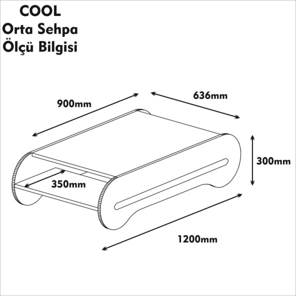 Variant Mobilya Cool Orta Sehpa - Ceviz / Beyaz - Resim 3