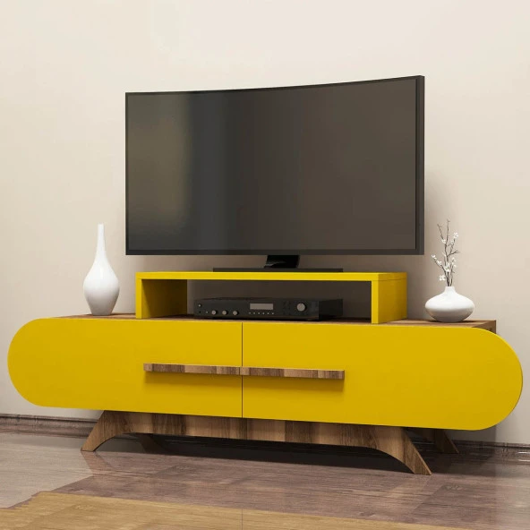 Variant Mobilya Rose Tv Ünitesi - Ceviz / Sarı - Resim 3
