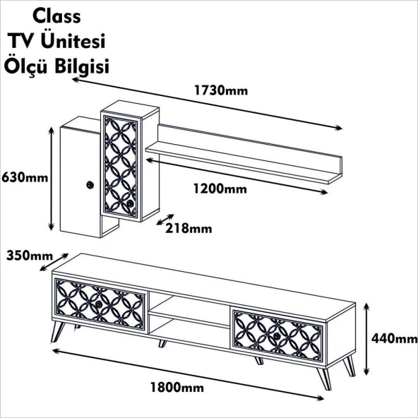 Variant Mobilya Class Duvar Raflı Tv Ünitesi - Ceviz - Resim 5