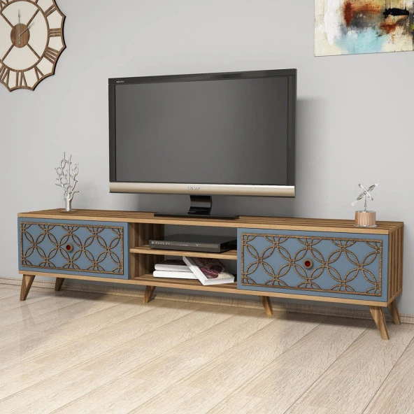 Variant Mobilya Class  Tv Ünitesi - Ceviz / Mavi ürün görseli 1