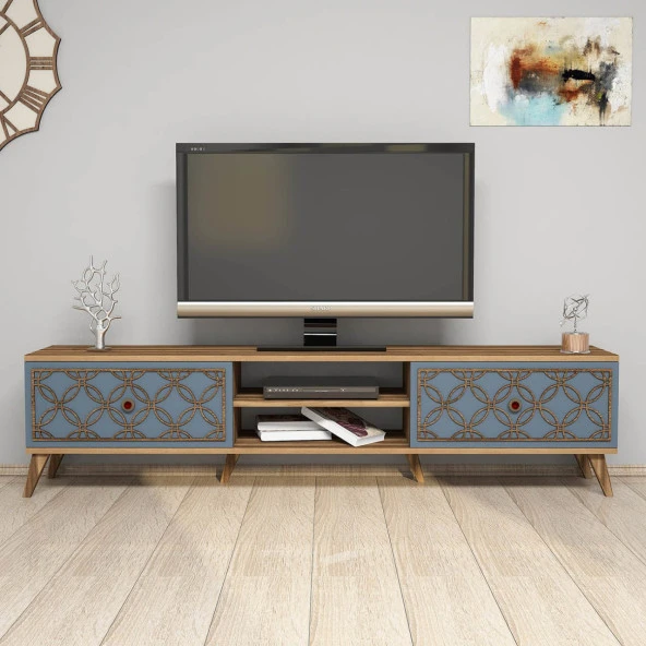 Variant Mobilya Class  Tv Ünitesi - Ceviz / Mavi - Resim 2