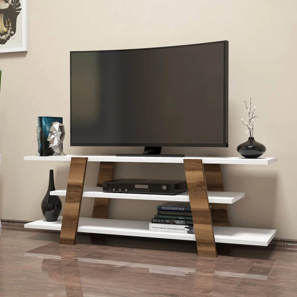 Variant Mobilya Flower Tv Ünitesi - Ceviz / Beyaz ürün görseli 1