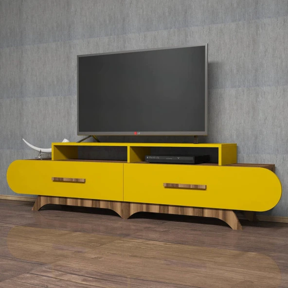 Variant Mobilya Flora Tv Ünitesi - Ceviz / Sarı ürün görseli 1