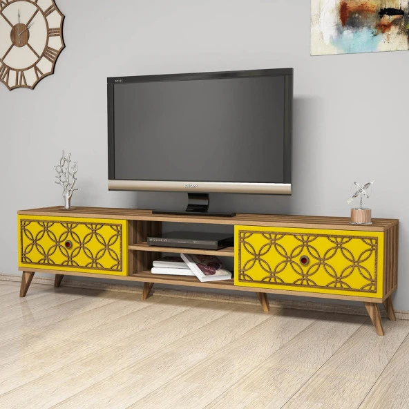 Variant Mobilya Class  Tv Ünitesi - Ceviz / Sarı ürün görseli 1