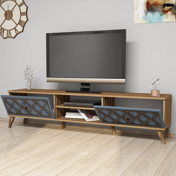 Variant Mobilya Class  Tv Ünitesi - Ceviz / Mavi - Resim 3