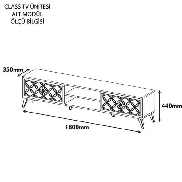 Variant Mobilya Class  Tv Ünitesi - Ceviz / Mavi - Resim 4