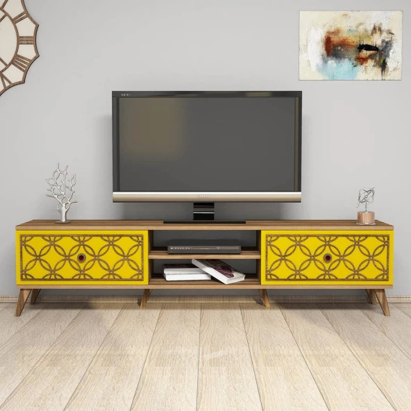 Variant Mobilya Class  Tv Ünitesi - Ceviz / Sarı - Resim 2