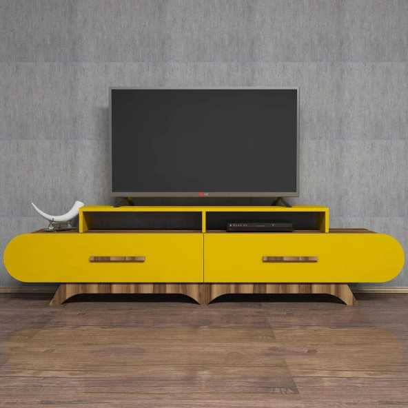 Variant Mobilya Flora Tv Ünitesi - Ceviz / Sarı - Resim 3