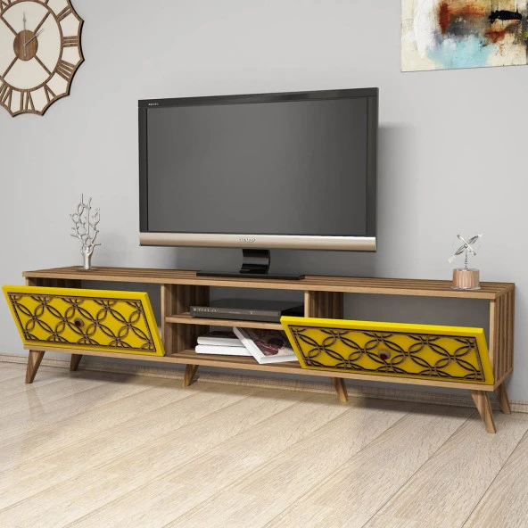 Variant Mobilya Class  Tv Ünitesi - Ceviz / Sarı - Resim 3