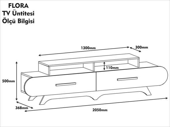 Variant Mobilya Flora Tv Ünitesi - Ceviz / Sarı - Resim 4
