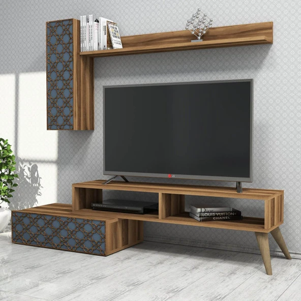 Variant Mobilya Planet Tv Ünitesi - Ceviz / Mavi ürün görseli 1