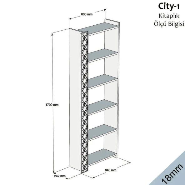 Variant Mobilya City Kitaplık - Beyaz - Resim 3