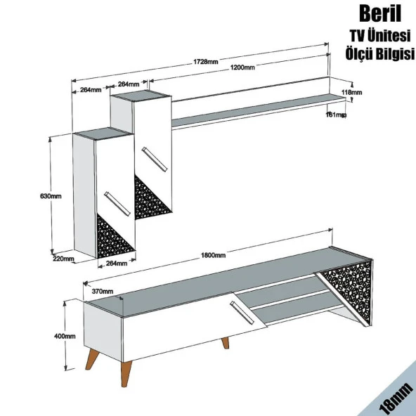 Variant Mobilya Beril Tv Ünitesi - Ceviz - Resim 2
