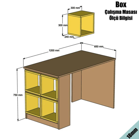 Variant Mobilya Box Çalışma Masası - Ceviz / Krem - Resim 2