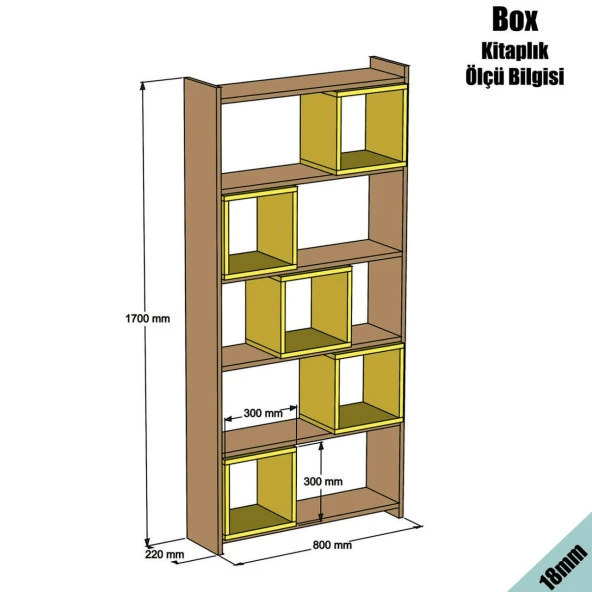Variant Mobilya Box Kitaplık - Ceviz / Krem - Resim 3